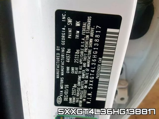 5XXGT4L36HG138817 фото 2