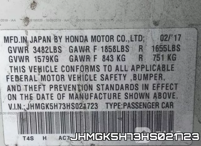 JHMGK5H73HS021723 фото 10