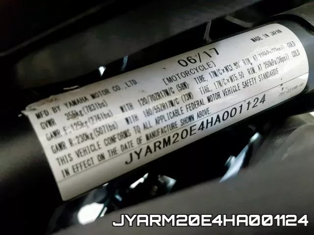 JYARM20E4HA001124 фото 2