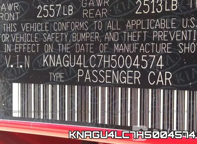 KNAGU4LC7H5004574 фото 10