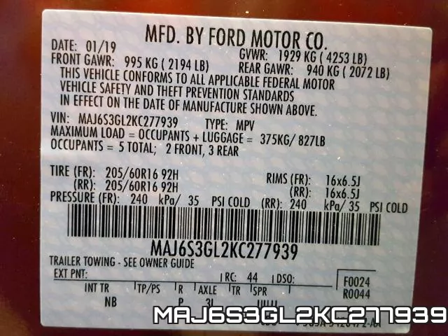 MAJ6S3GL2KC277939 фото 2