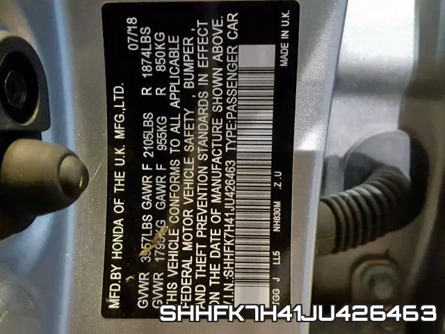 SHHFK7H41JU426463 фото 2