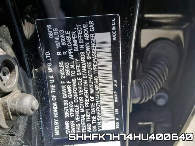 SHHFK7H74HU400640 фото 2