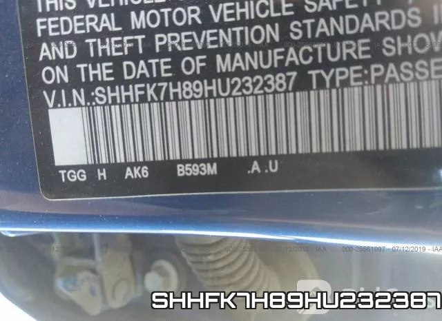 SHHFK7H89HU232387 фото 10