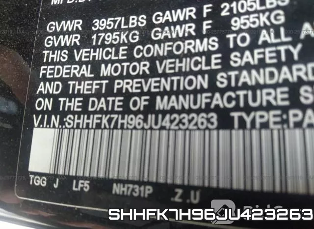 SHHFK7H96JU423263 фото 10