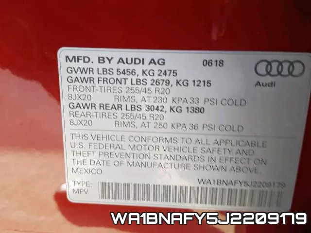 WA1BNAFY5J2209179 фото 2