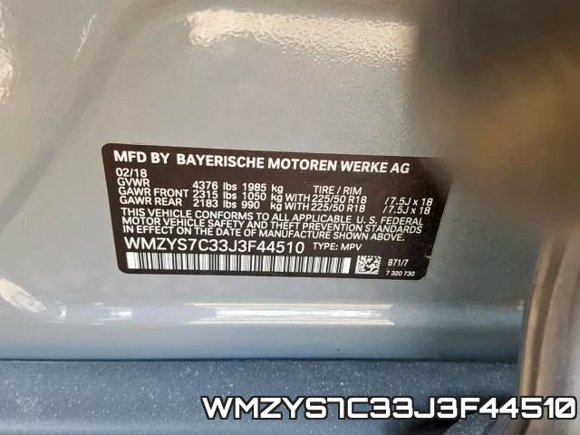 WMZYS7C33J3F44510 фото 2