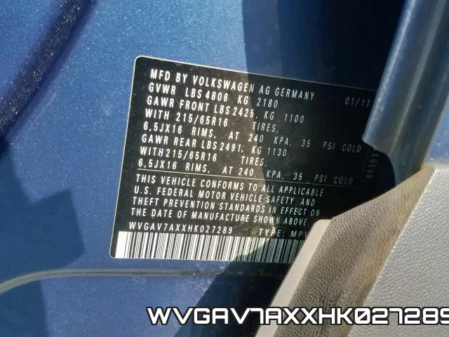 WVGAV7AXXHK027289 фото 2
