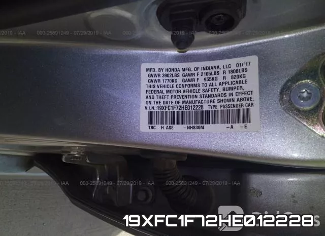 19XFC1F72HE012228 фото 10