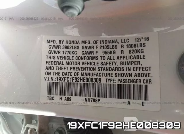 19XFC1F92HE008309 фото 10
