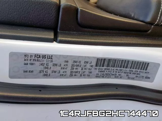 1C4RJFBG2HC744470 фото 2