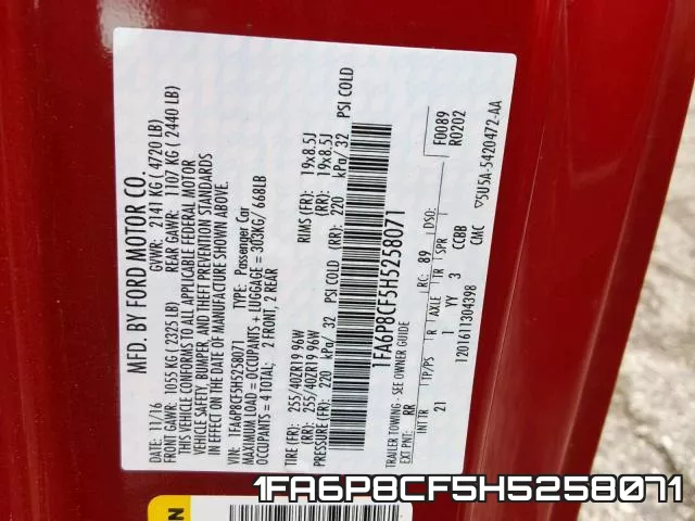 1FA6P8CF5H5258071 фото 2