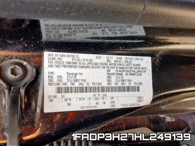 1FADP3H27HL249139 фото 2