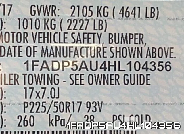 1FADP5AU4HL104356 фото 10