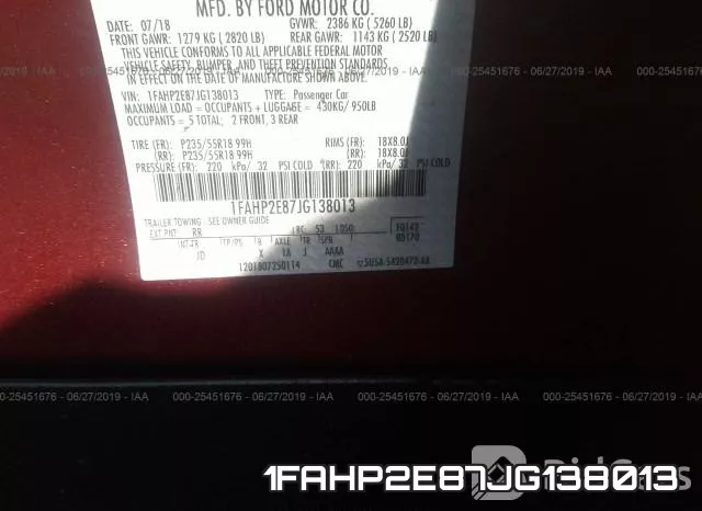 1FAHP2E87JG138013 фото 10
