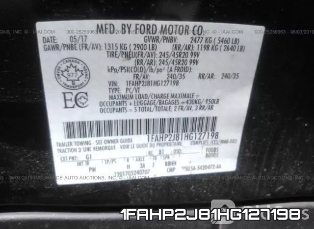 1FAHP2J81HG127198 фото 10