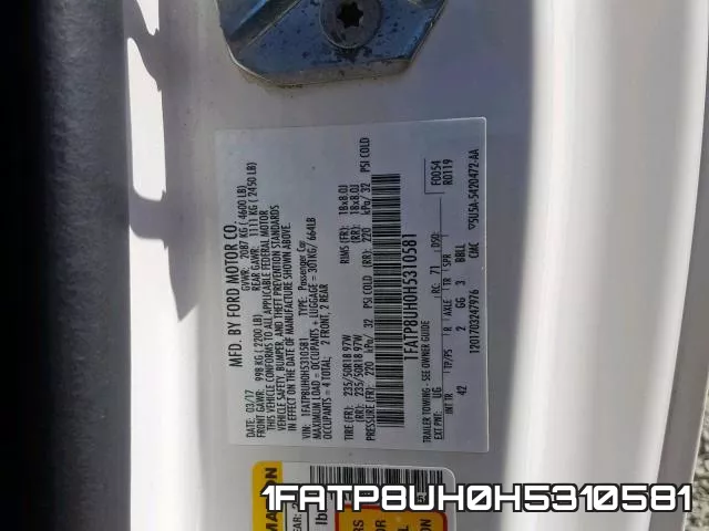 1FATP8UH0H5310581 фото 2