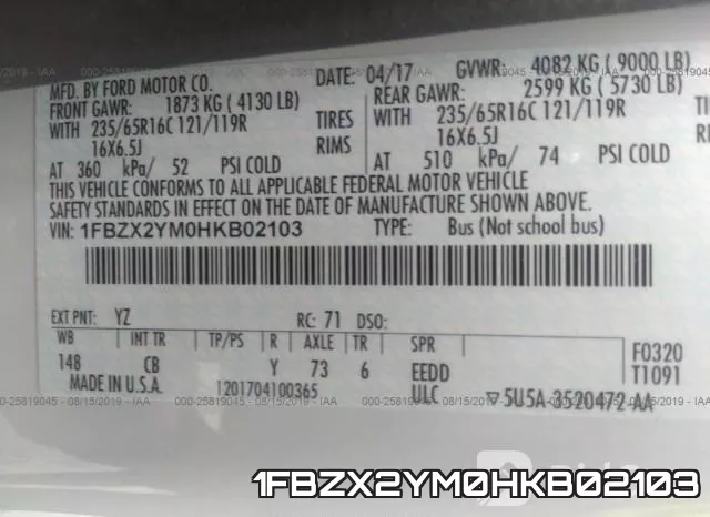 1FBZX2YM0HKB02103 фото 10