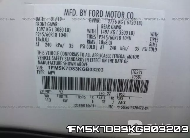 1FM5K7D83KGB03203 фото 10
