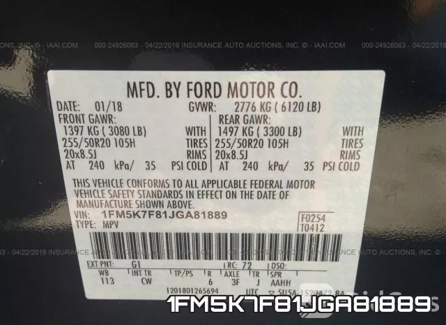 1FM5K7F81JGA81889 фото 9