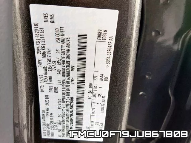 1FMCU0F79JUB67808 фото 2