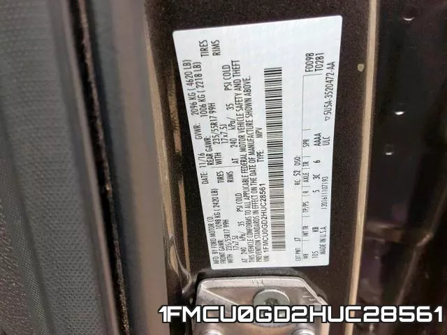 1FMCU0GD2HUC28561 фото 2