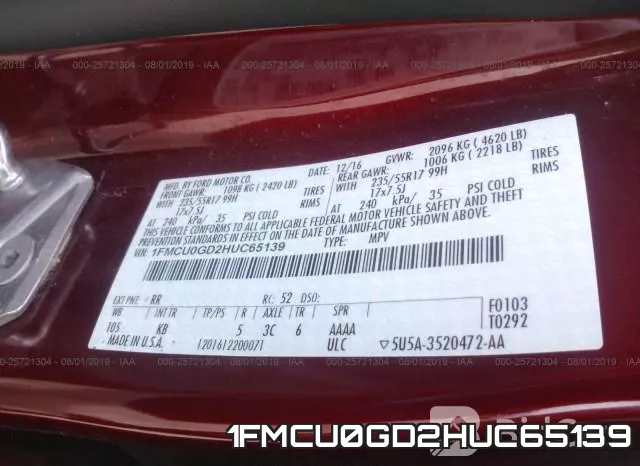1FMCU0GD2HUC65139 фото 10