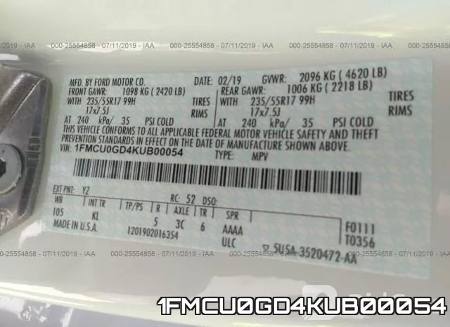 1FMCU0GD4KUB00054 фото 10