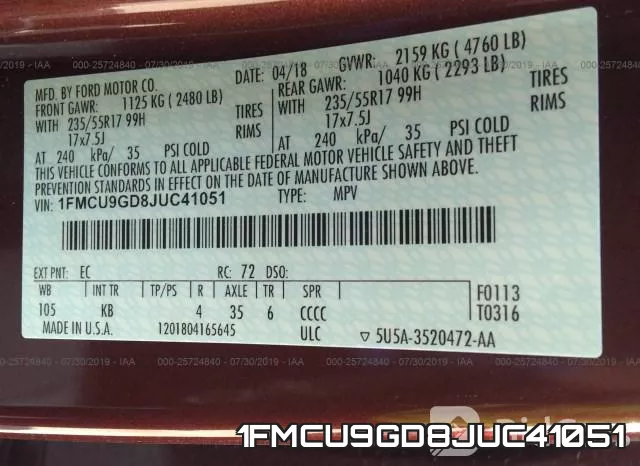 1FMCU9GD8JUC41051 фото 10