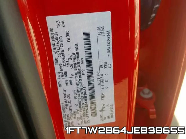 1FT7W2B64JEB38655 фото 2