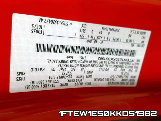 1FTEW1E50KKD51982 фото 2