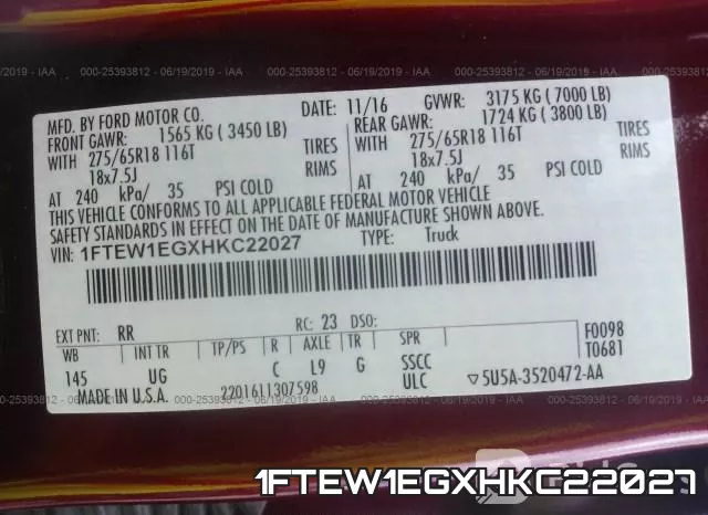 1FTEW1EGXHKC22027 фото 10