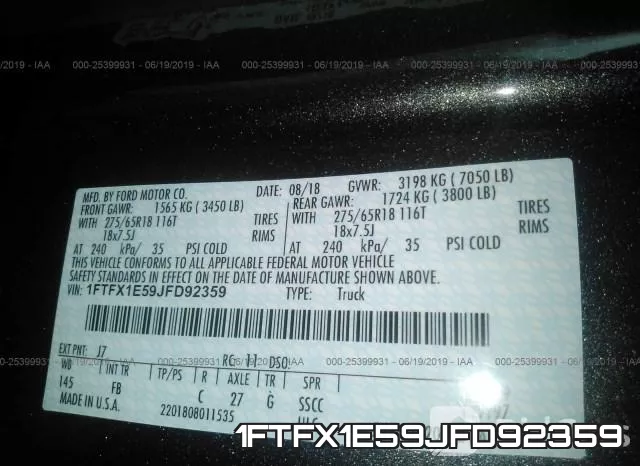 1FTFX1E59JFD92359 фото 10