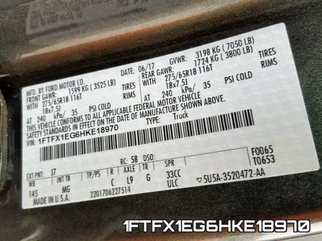 1FTFX1EG6HKE18970 фото 2