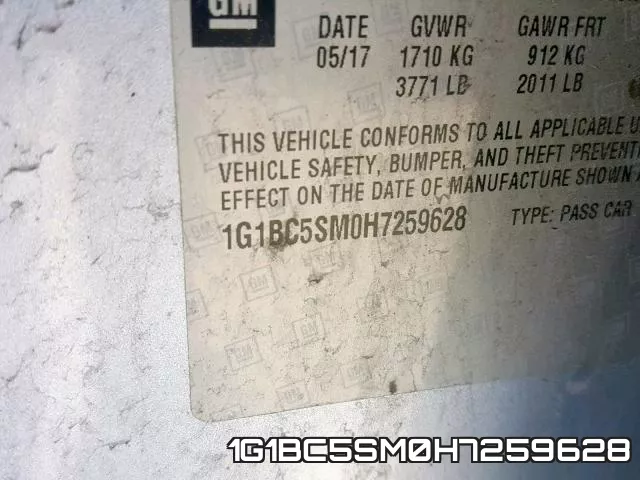 1G1BC5SM0H7259628 фото 2