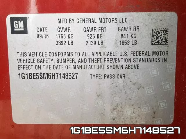 1G1BE5SM6H7148527 фото 2
