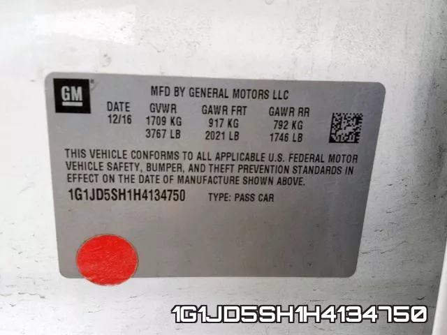 1G1JD5SH1H4134750 фото 2