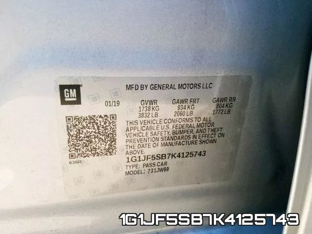 1G1JF5SB7K4125743 фото 2