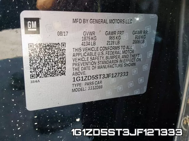 1G1ZD5ST3JF127333 фото 2