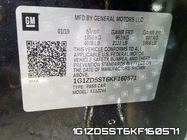 1G1ZD5ST6KF160571 фото 2