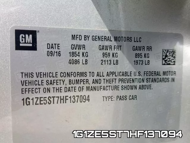 1G1ZE5ST7HF137094 фото 2