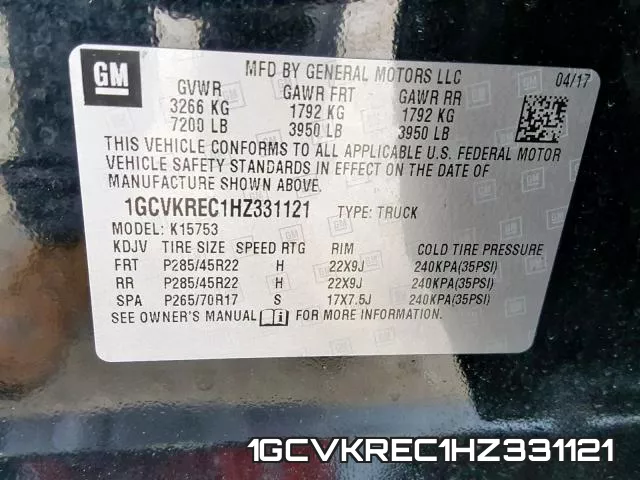 1GCVKREC1HZ331121 фото 2
