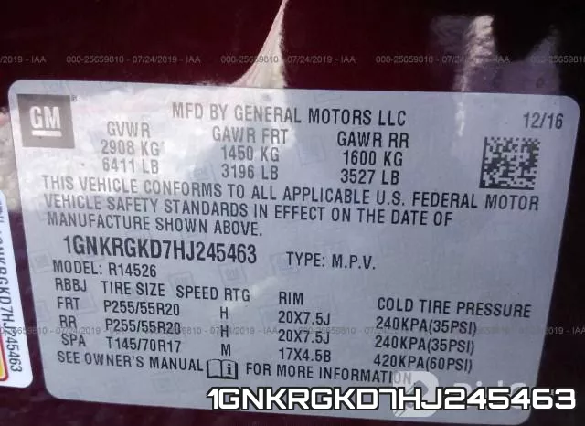 1GNKRGKD7HJ245463 фото 9