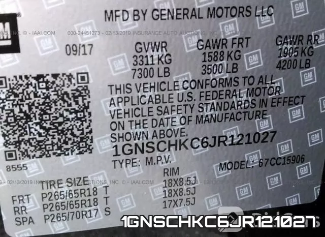 1GNSCHKC6JR121027 фото 10