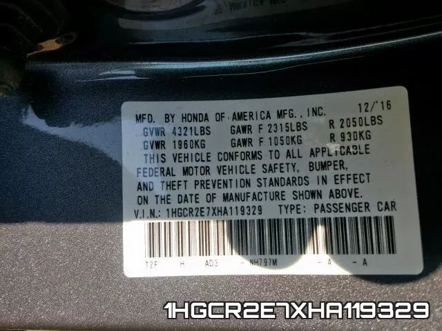 1HGCR2E7XHA119329 фото 2