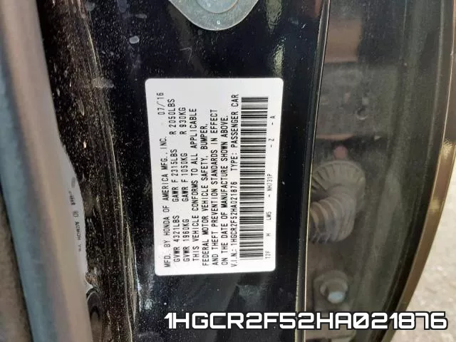 1HGCR2F52HA021876 фото 2