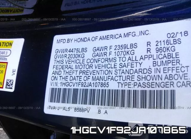 1HGCV1F92JA107865 фото 10