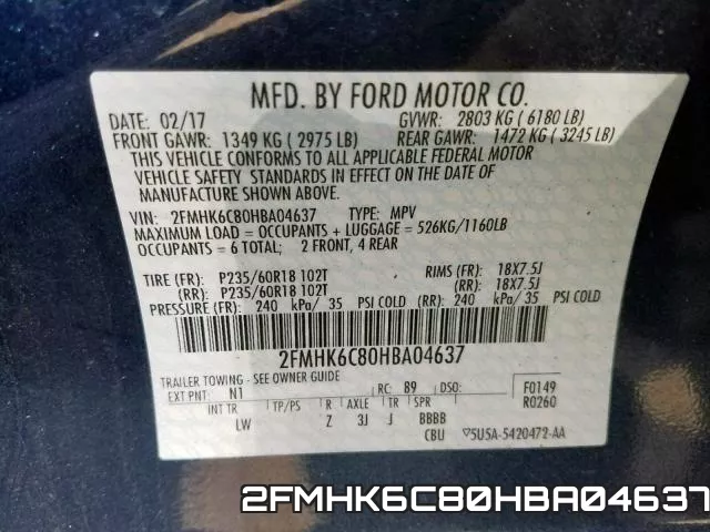 2FMHK6C80HBA04637 фото 2
