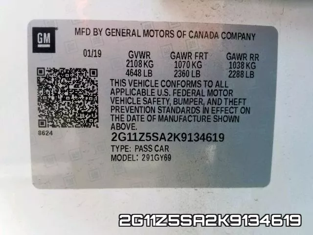 2G11Z5SA2K9134619 фото 2