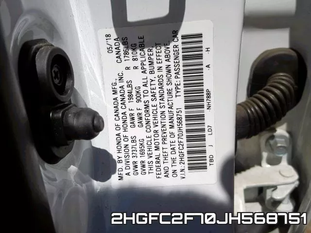 2HGFC2F70JH568751 фото 2